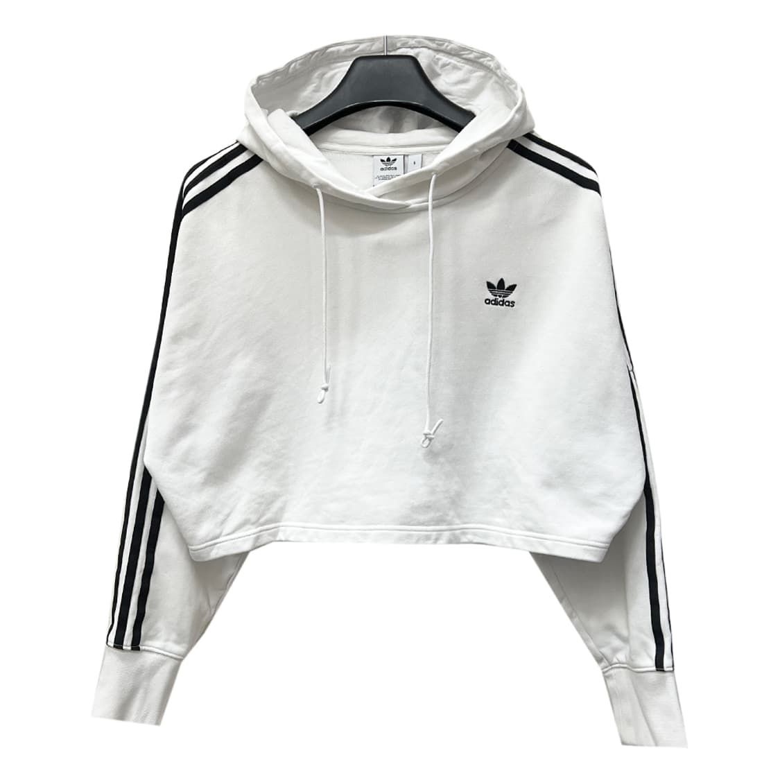 아디다스 화이트 크롭 후드티 S 상품이미지1