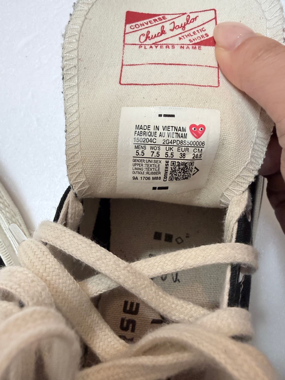 꼼데가르송 플레이 컨버스 척테일러 하이 245 블랙 하트 상품이미지8