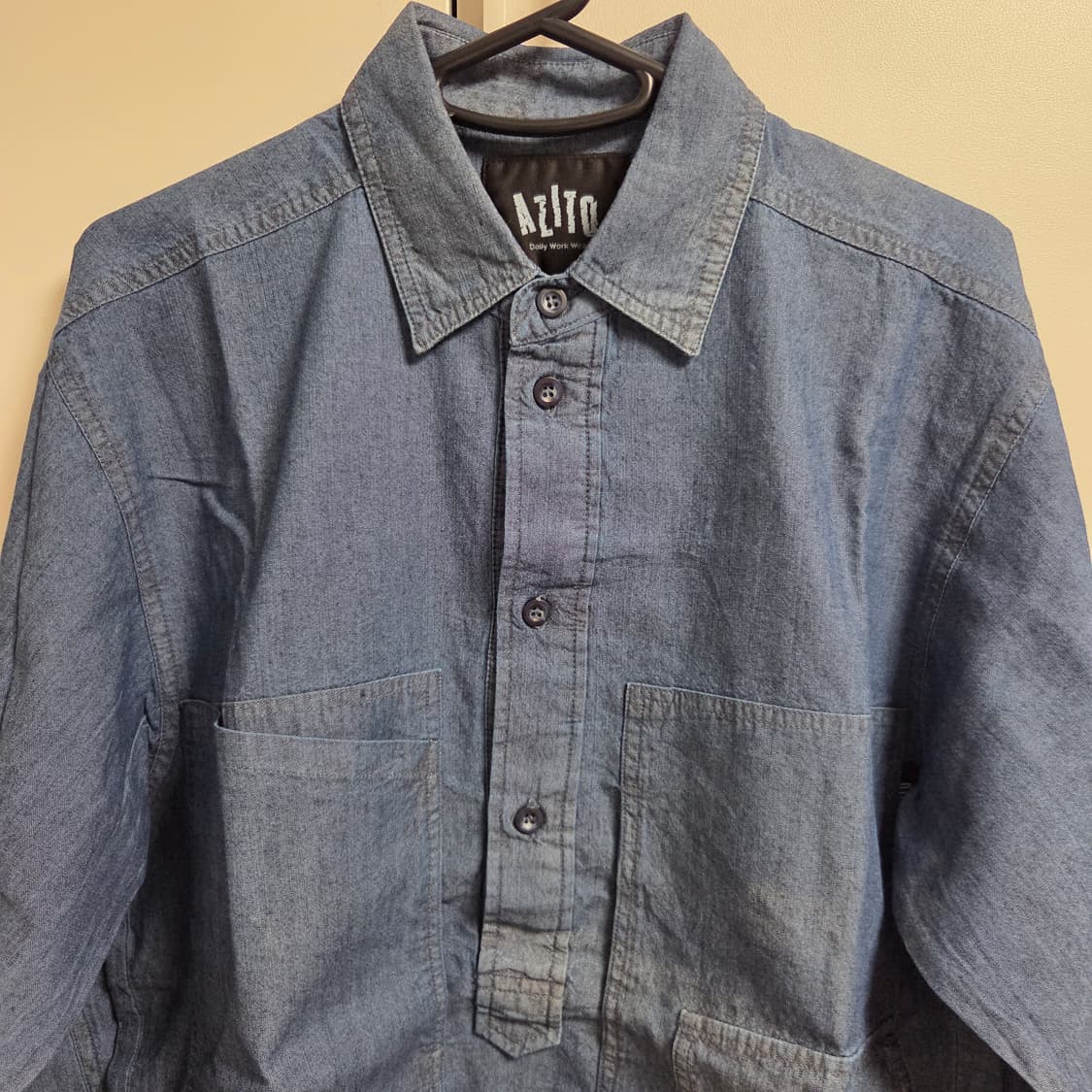 Azito 재팬 하프버튼 데님 워크셔츠 L(100) 상품이미지2