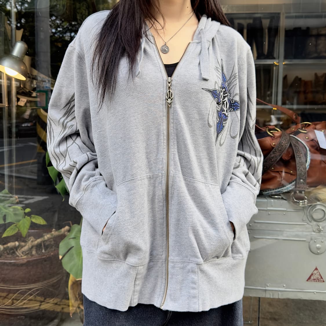 2009 할리데이비슨 블루 블링 & 플레임 후드 집업 상품이미지10