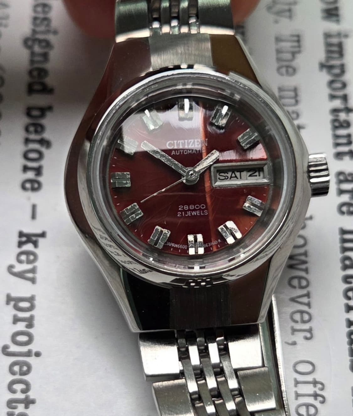 레어] 빈티지 시티즌 28800 하이비트 브라운판 컷유리 데이데이트 여성 상품이미지2