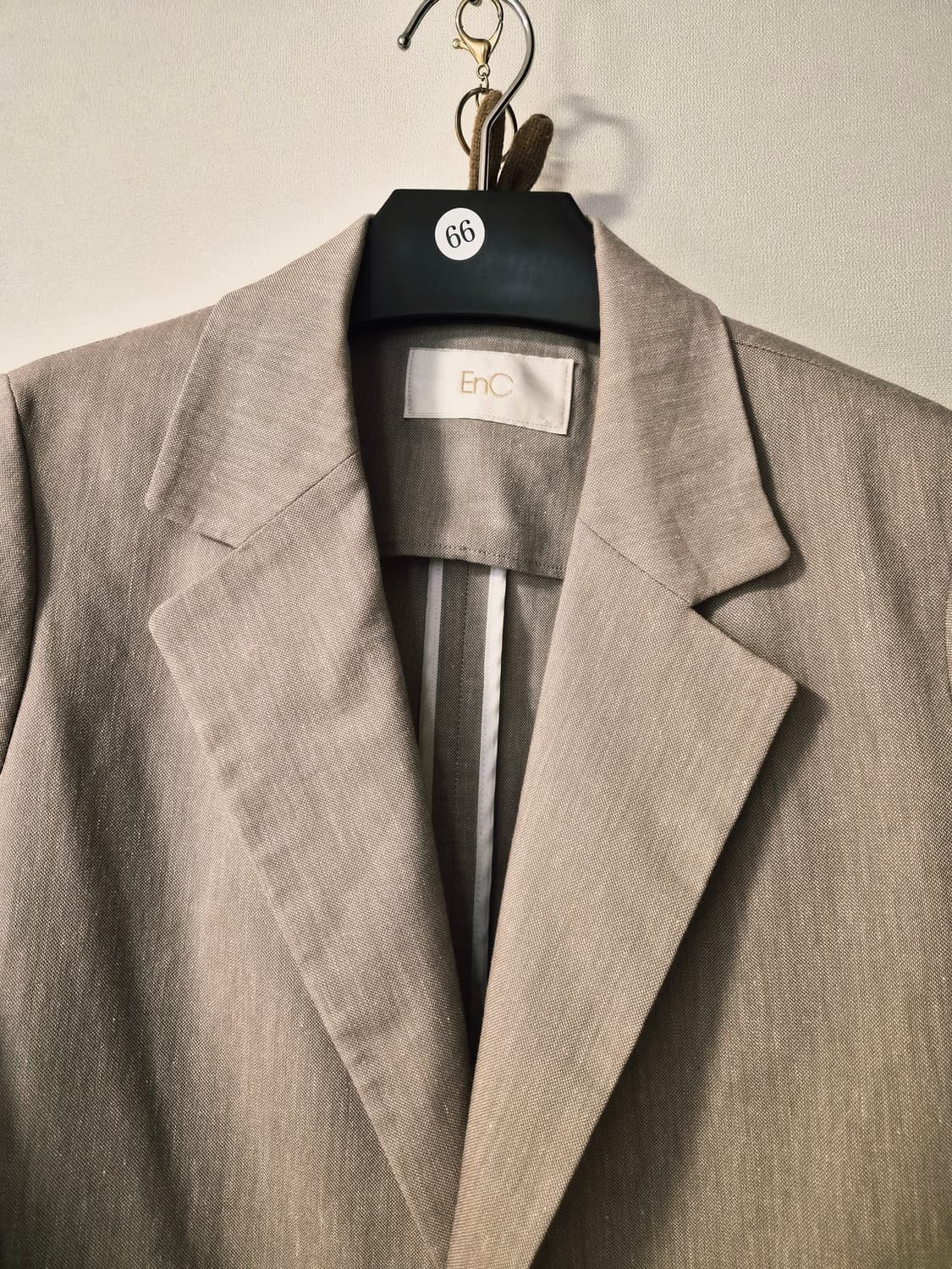 이앤씨(EnC) 베이지 린넨 원버튼 7부 자켓 (55사이즈) 상품이미지3