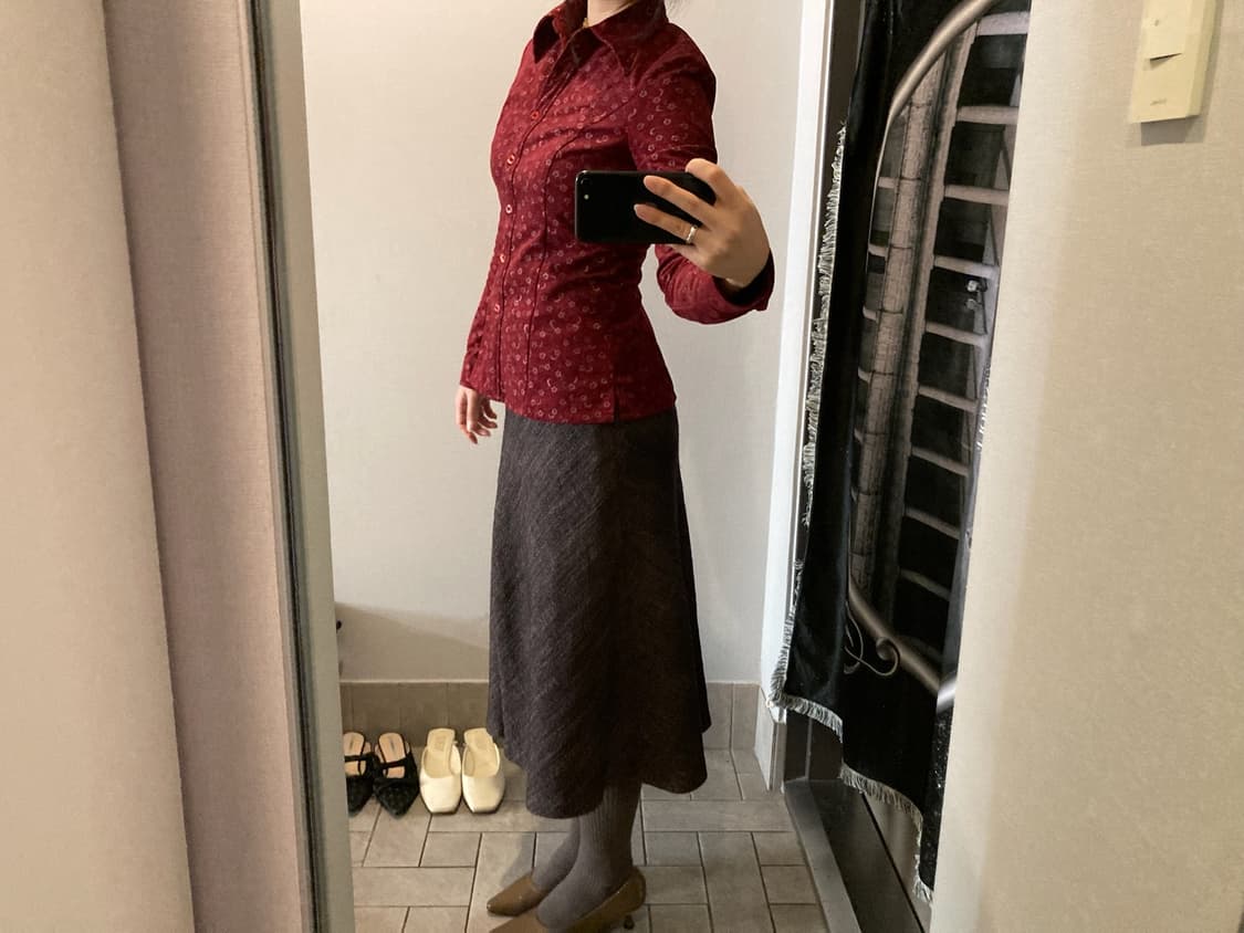 스웨이드 플라워 슬림핏 긴팔 셔츠 상품이미지2