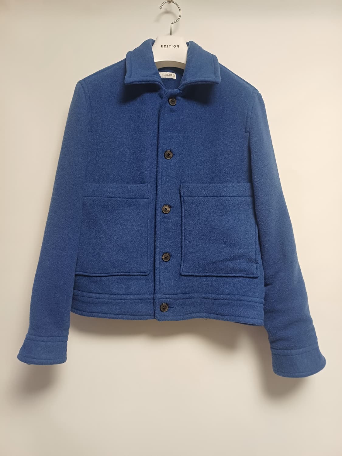 ZARA Blue Wool-Blend Cropped Work Jacket 상품이미지1