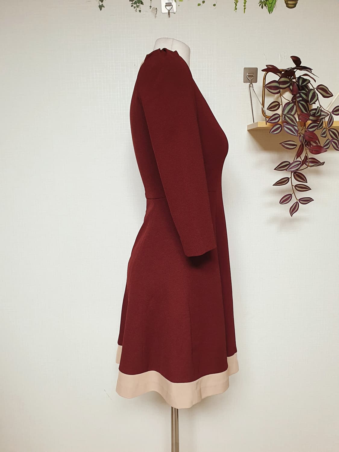 케네스레이디  배색원피스 55 미니 버건디 상품이미지5