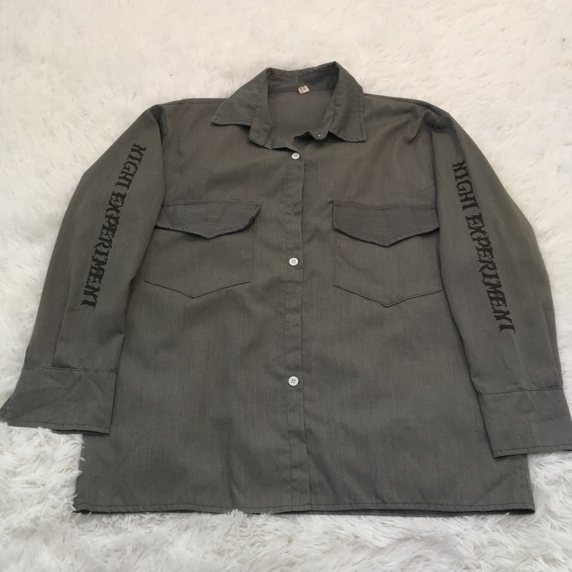 빈티지 암 레터링 그레이 셔츠 y2k 스트릿 갸루 펑키 일본빈티지737  상품이미지1