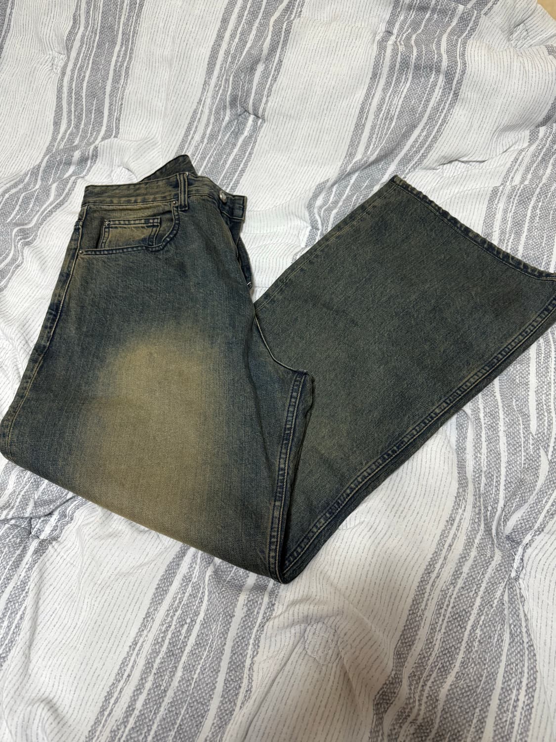 (XS, 28) 벨리에 트루 와이드 데님 팬츠 빈티지 인디고 상품이미지3