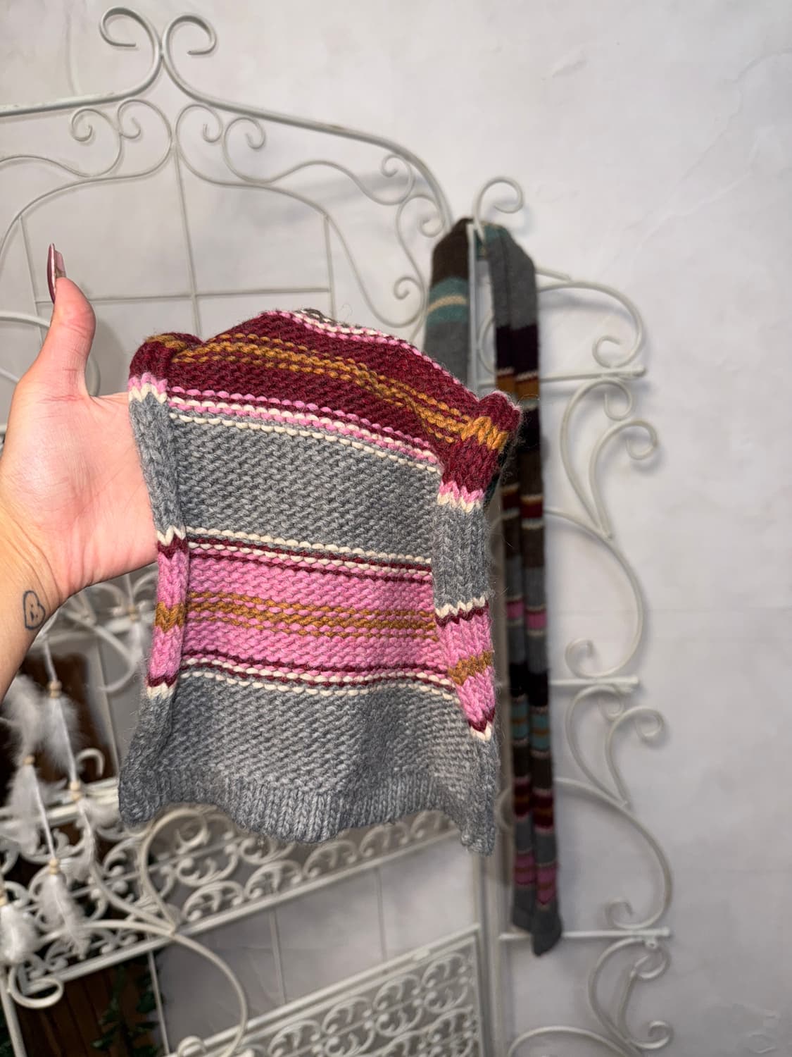 Kookaï stripe wool cardigan muffler set 상품이미지9