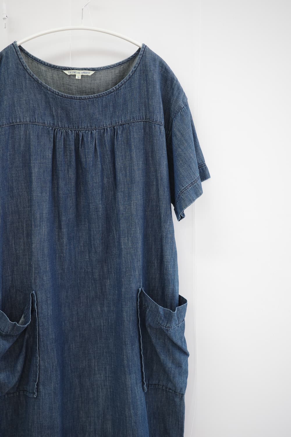 Cotton demin wood button one-piece 상품이미지4