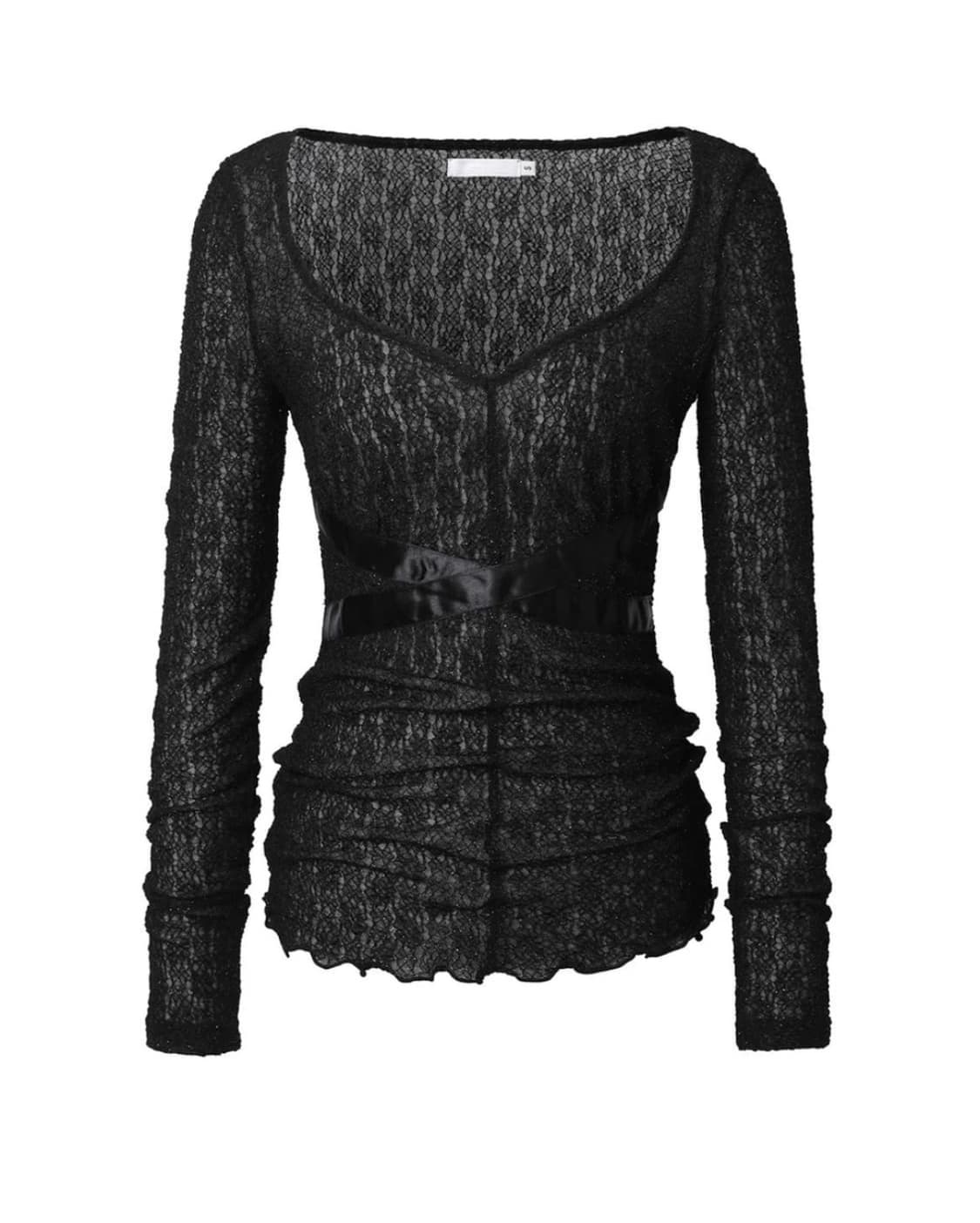 Threetimes 쓰리타임즈 cross pearl top 블랙 S 상품이미지1