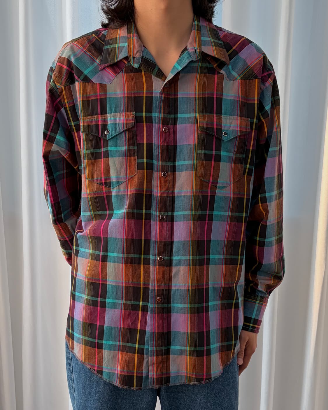 [XL]랭글러 Wrangler 마드라스 카우보이 웨스턴 셔츠 상품이미지1