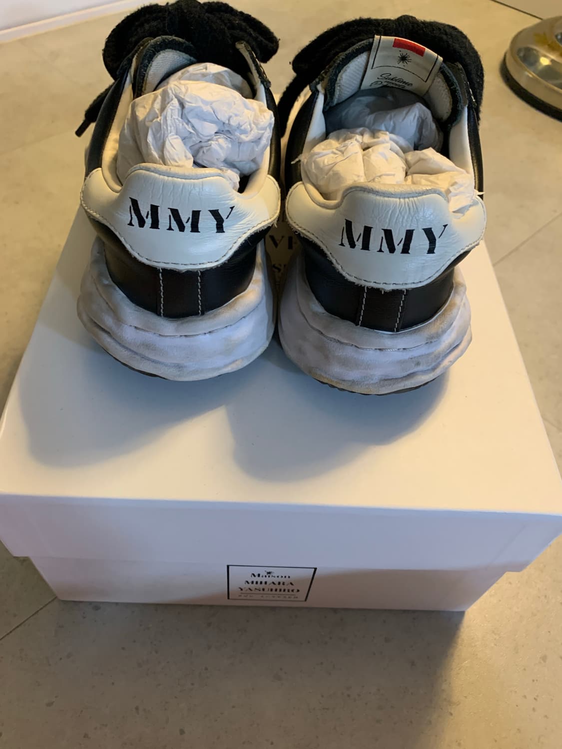 (급처)메종 미하라 야스히로 피터슨23 OG 솔 레더 로우탑 스니커즈 블 상품이미지5