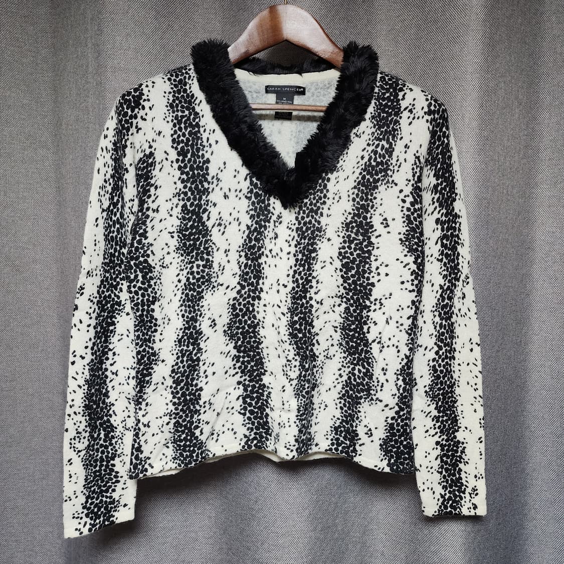 SARAH SPENCER 레오파드 갸루 퍼 넥 램스 울 앙고라 롱슬리브 상품이미지2