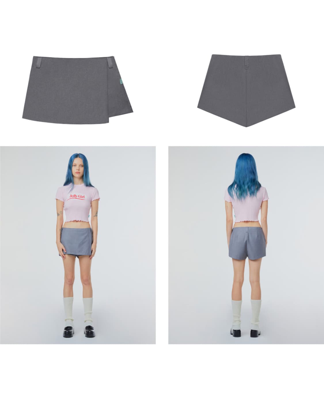 인스턴트펑크 랩 미니 팬츠 스커트 그레이 스커트팬츠 치마 상품이미지5