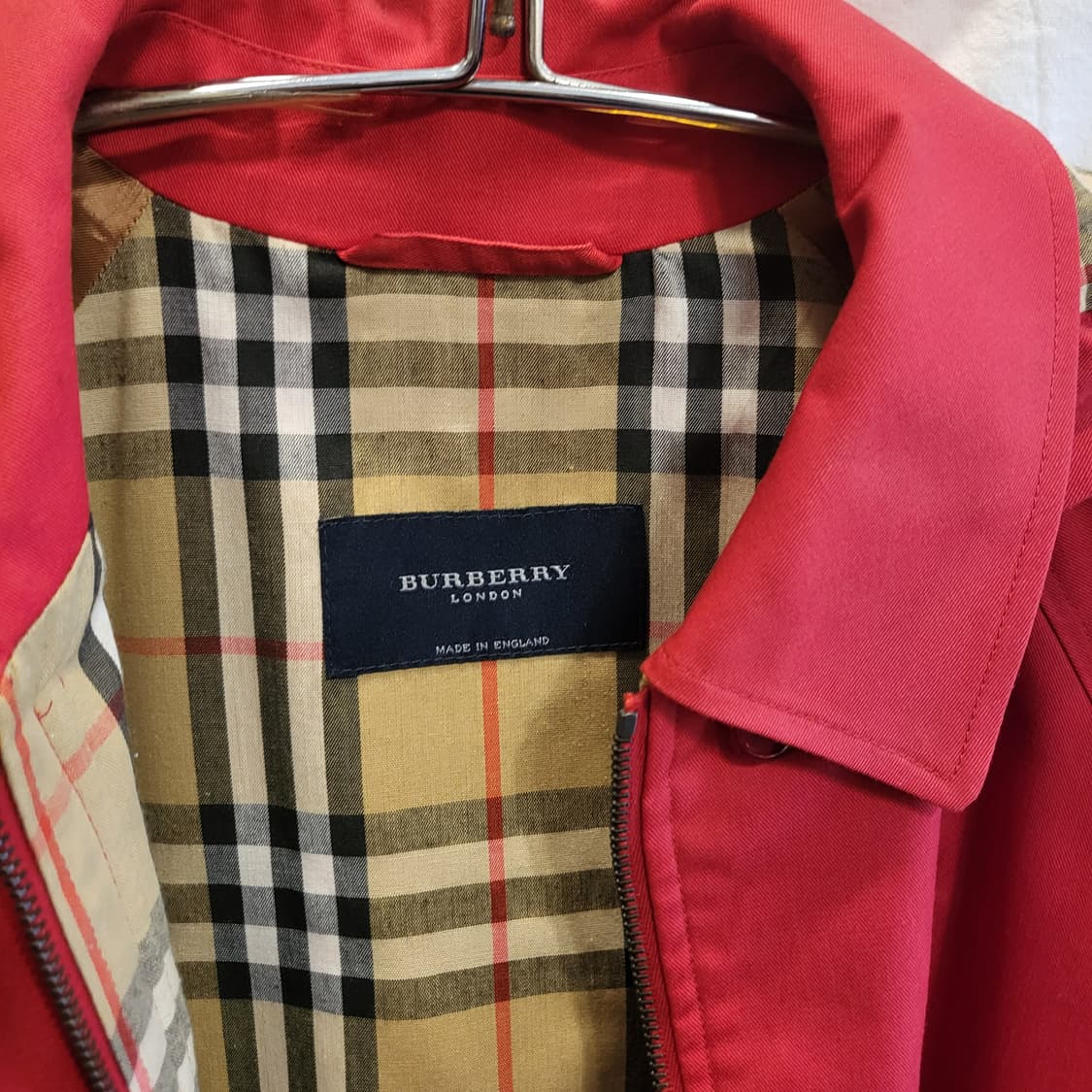 버버리 레드 노바 체크 후드 코트 트렌치 자켓 상품이미지2