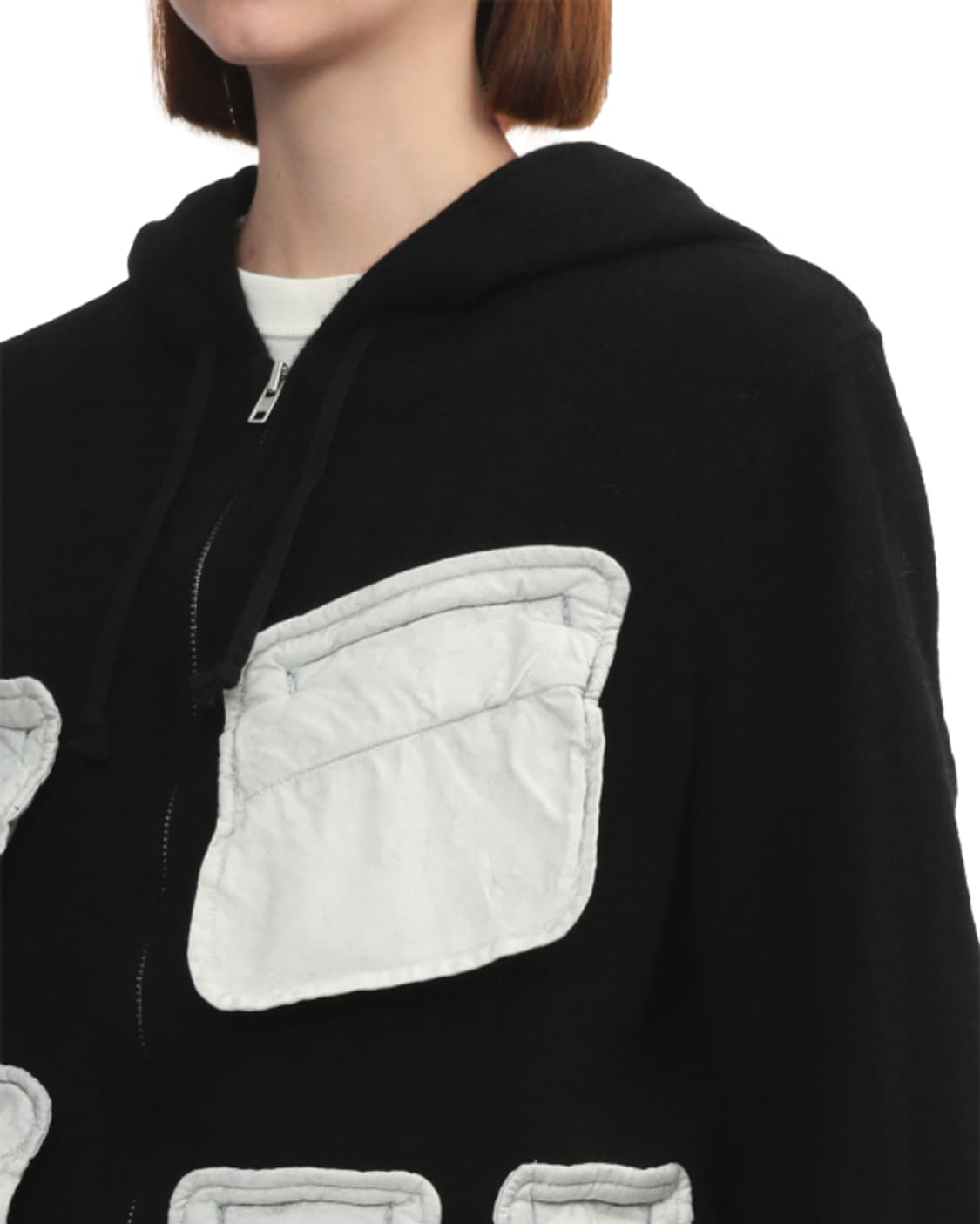 새상품 꼼데가르송 블랙 패치워크 후드 집업 M 상품이미지3