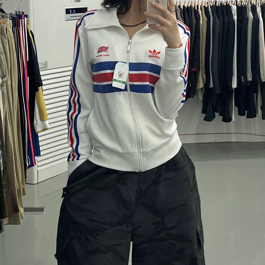 아디다스 레드/블루 스트라이프 티셔츠 상품이미지2