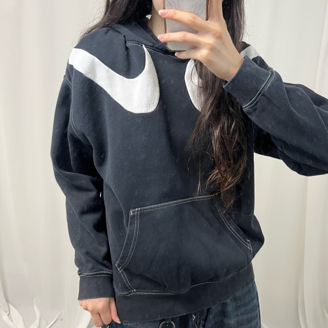 Nike black double swoosh hoodie 상품이미지3