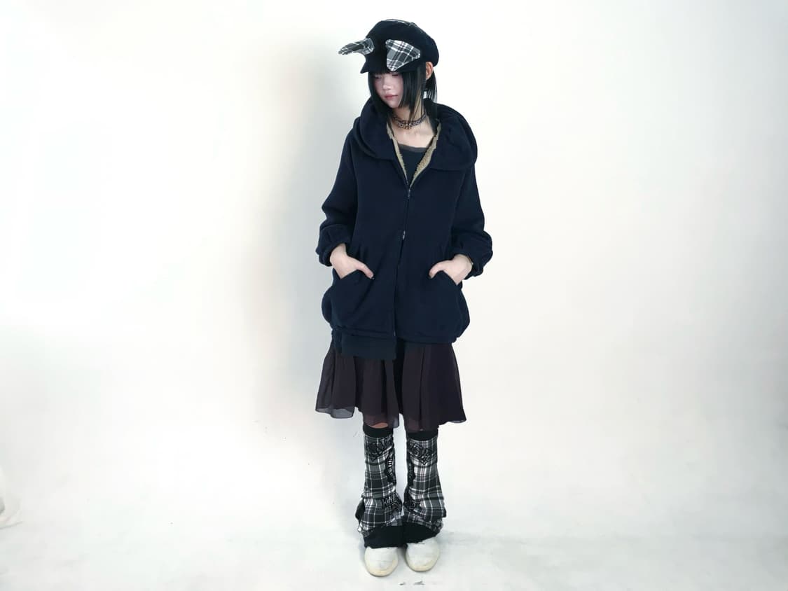 Navy puff balloon fleece zip-up 상품이미지4