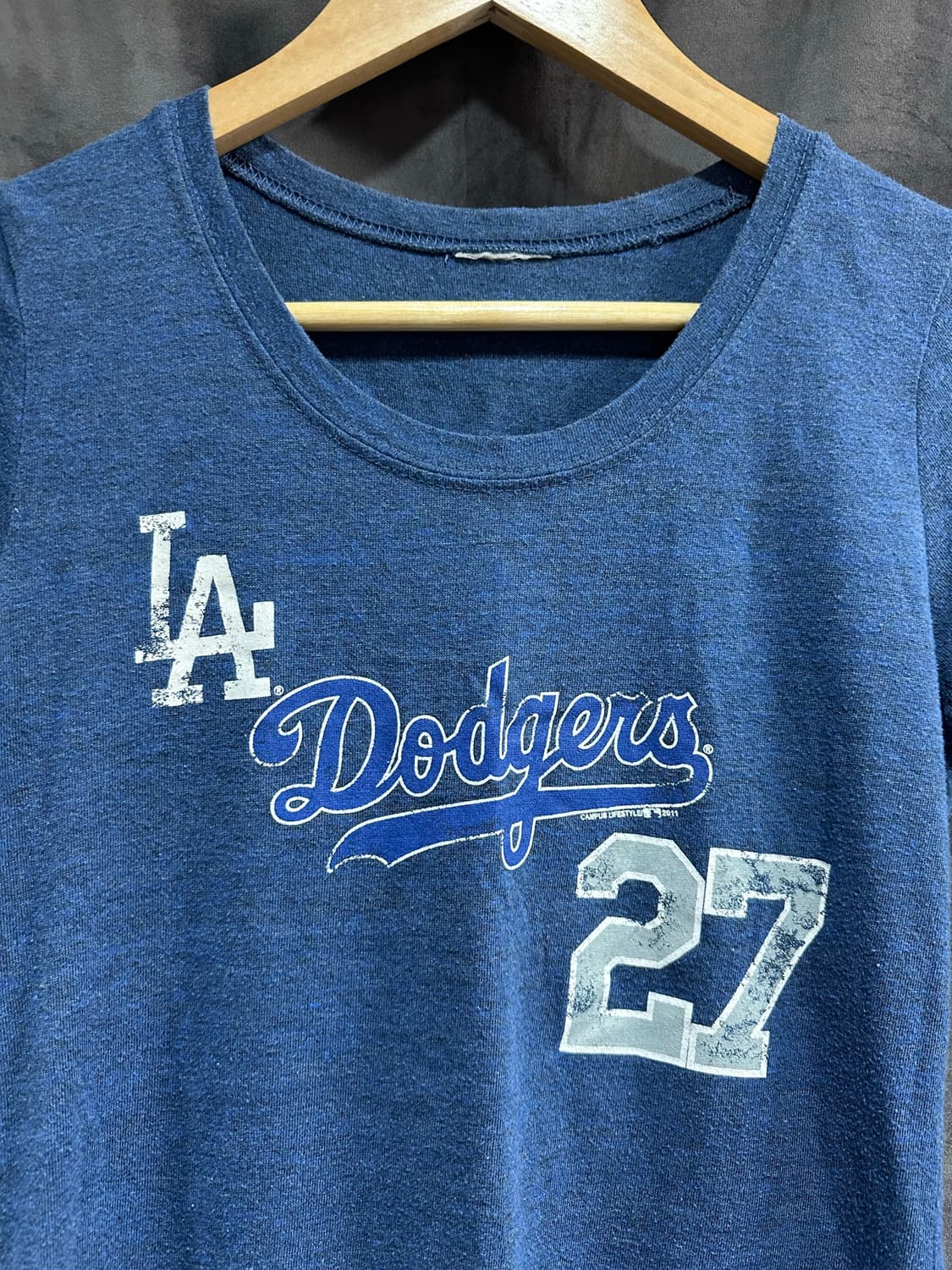 MLB LA 다저스 KEMP 27 여성 반팔 티셔츠 블루 S 상품이미지2