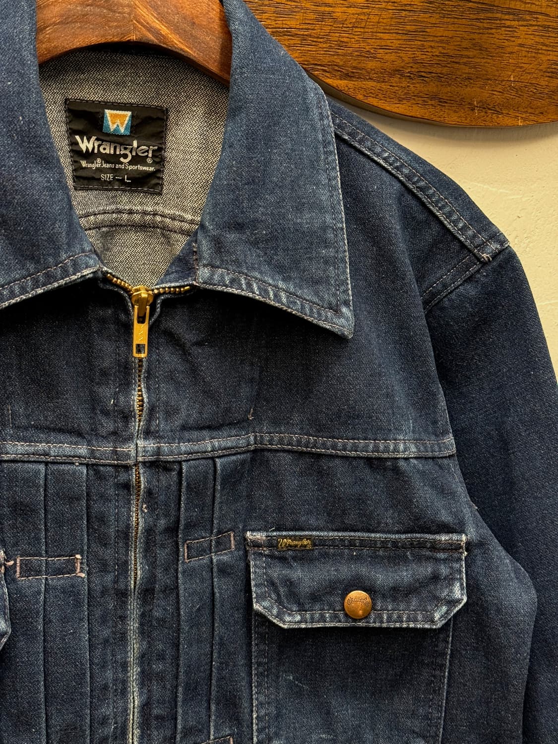 90s Wrangler Indigo Denim Trucker Jacket 상품이미지3