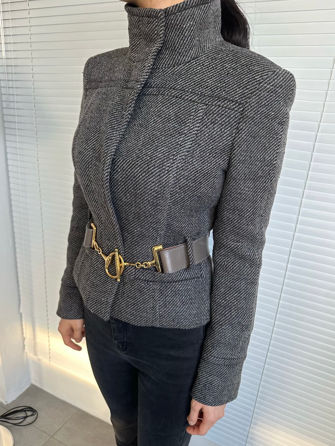 구찌 2011 헤링본 홀스빗 벨트 자켓 상품이미지2