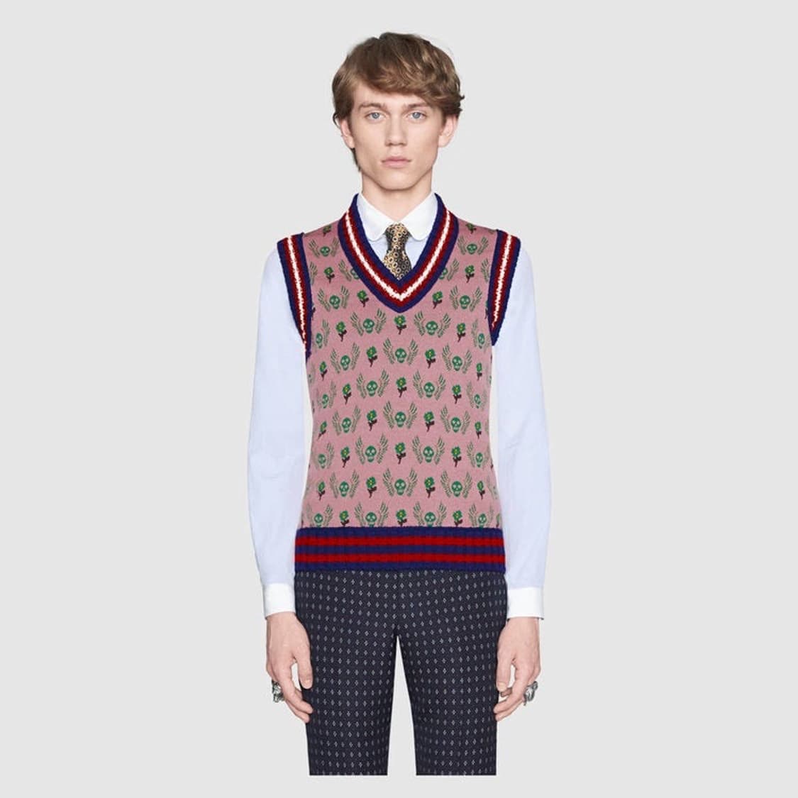 구찌 GUCCI SKULL AND FLOWER JACQUARD WOOL  상품이미지1