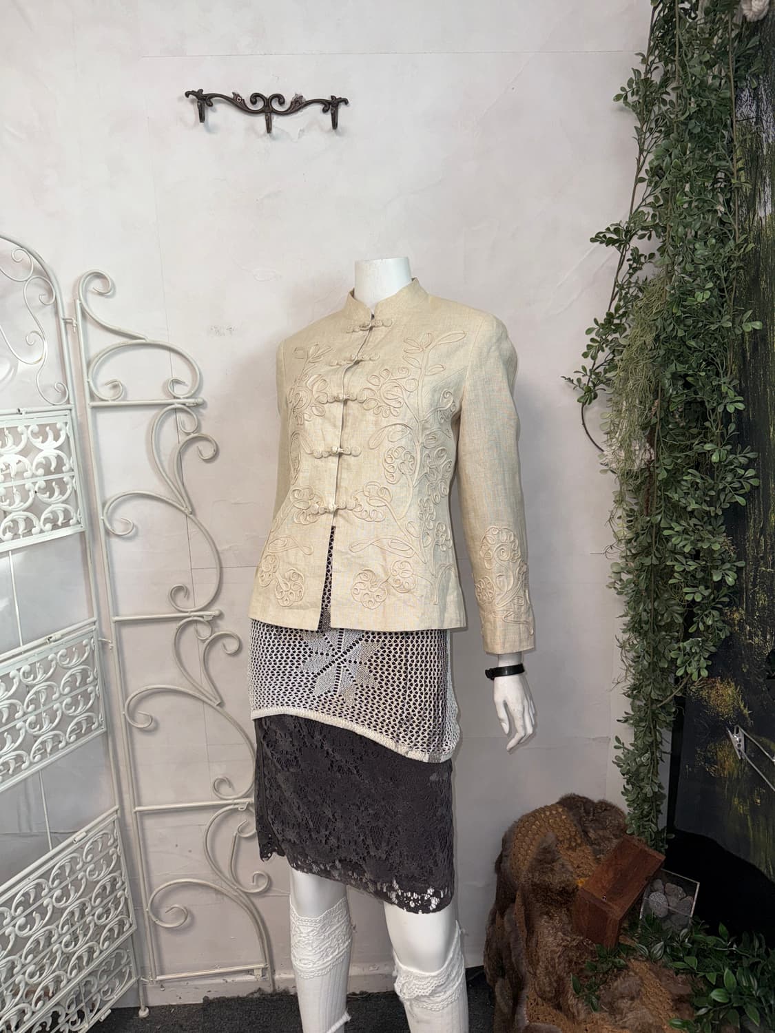 Talbots ivory linen oriental button jk 상품이미지7