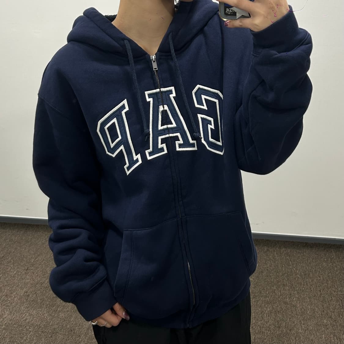 GAP 갭 화이트 로고 네이비 집업 상품이미지2