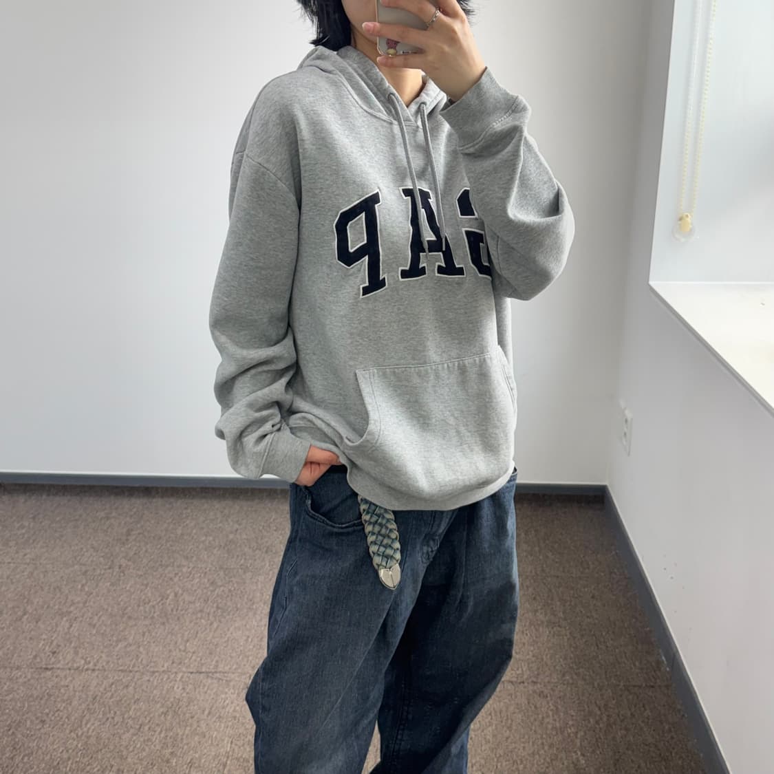 Gap 갭 네이비 로고 그레이 후드티 상품이미지2