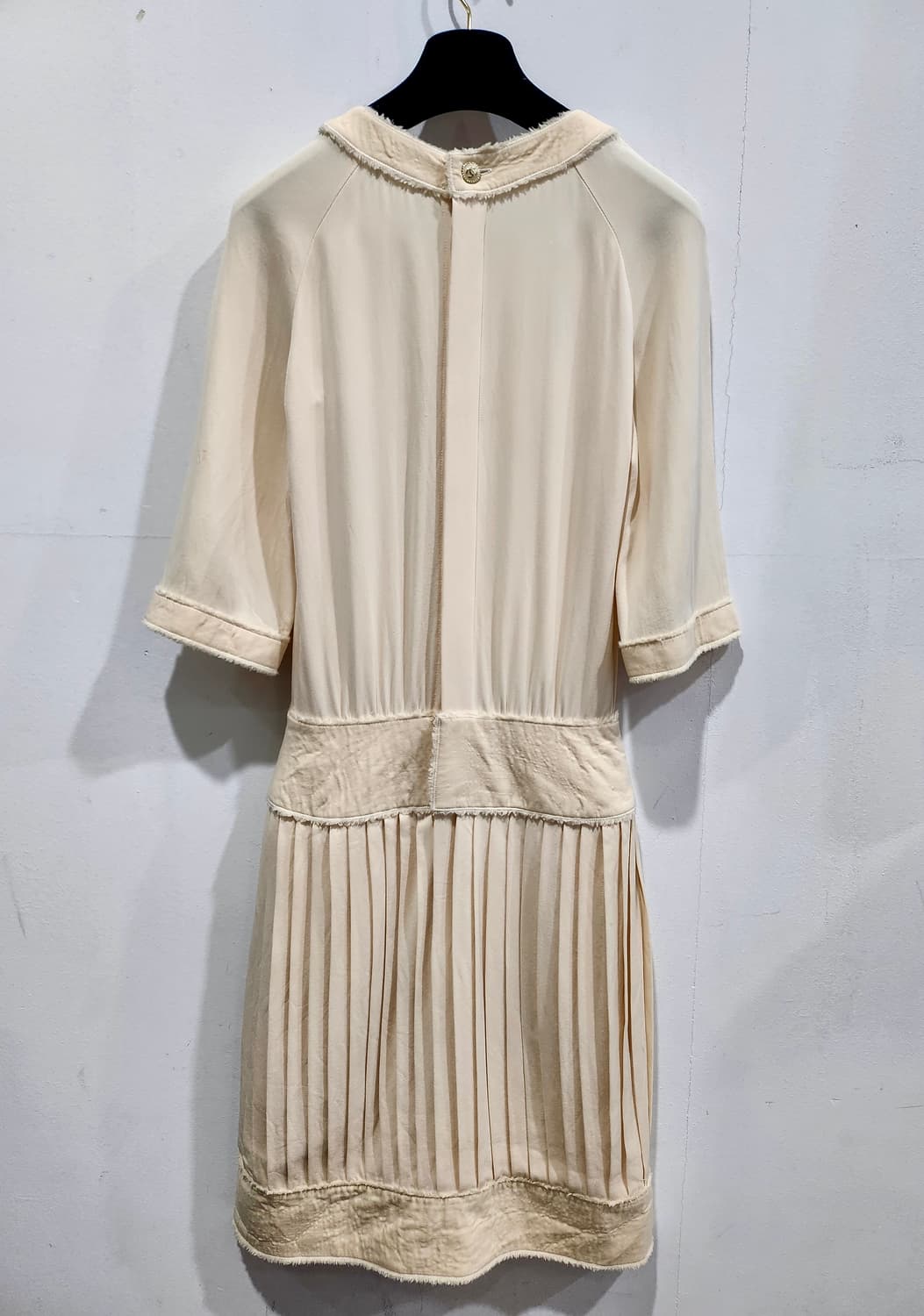 샤넬 아이보리 플리츠 실크 원피스 34 정품 상품이미지2