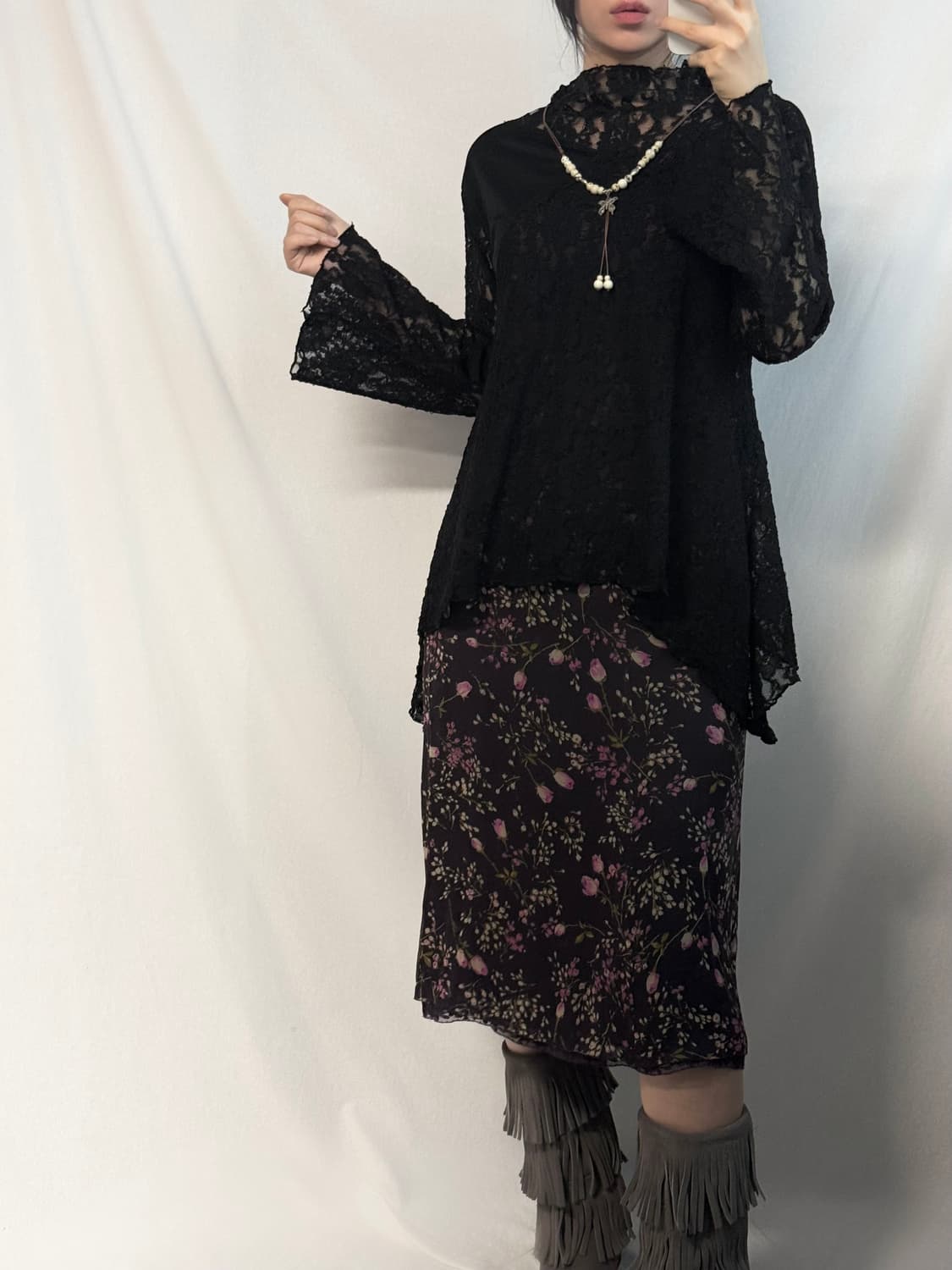 페이즐리 그라데이션 원피스 레이어드 탑 2pcs SET 상품이미지4