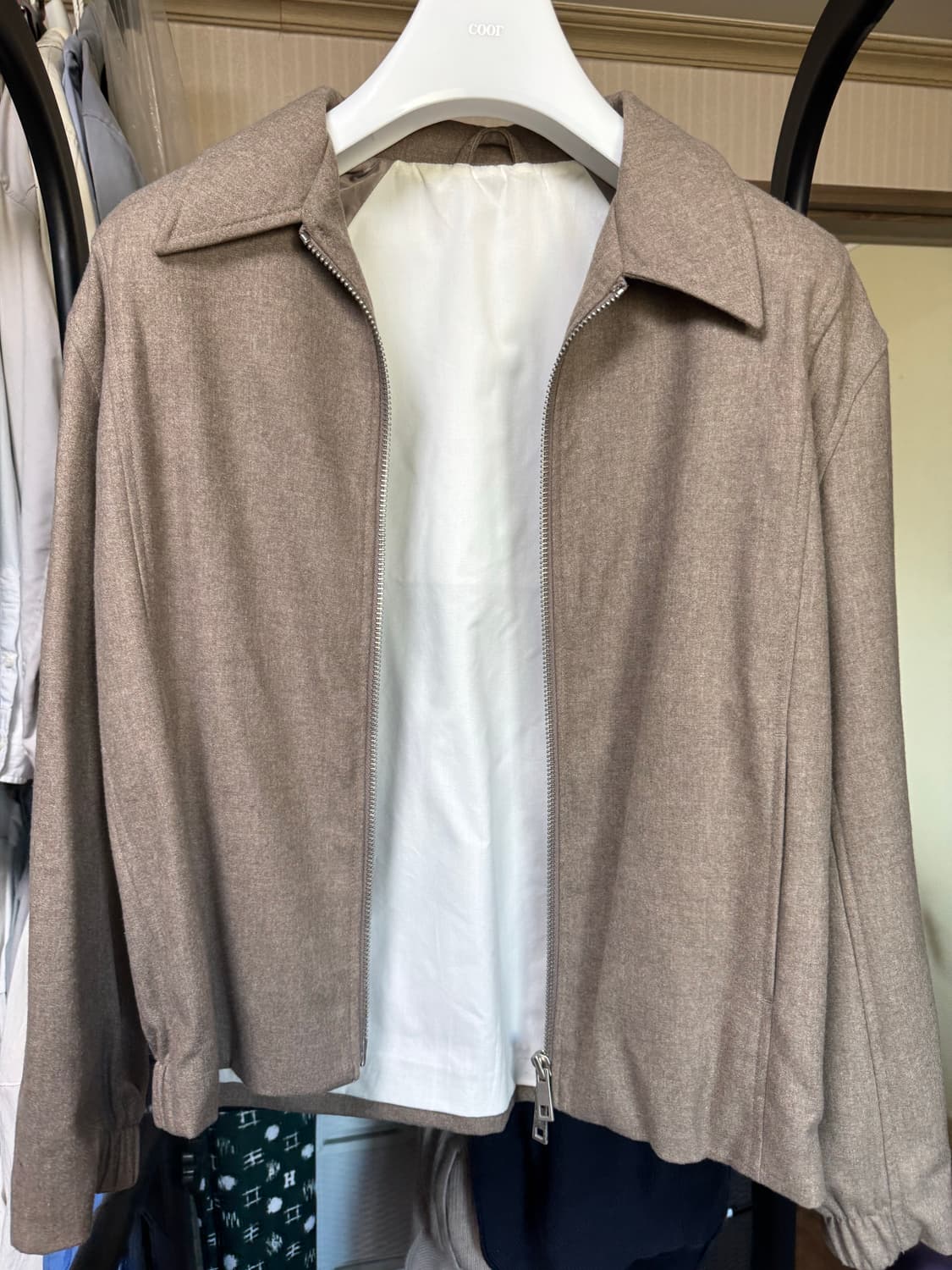 쿠어 와이드카라 자켓 멜란지베이지 S사이즈 상품이미지1