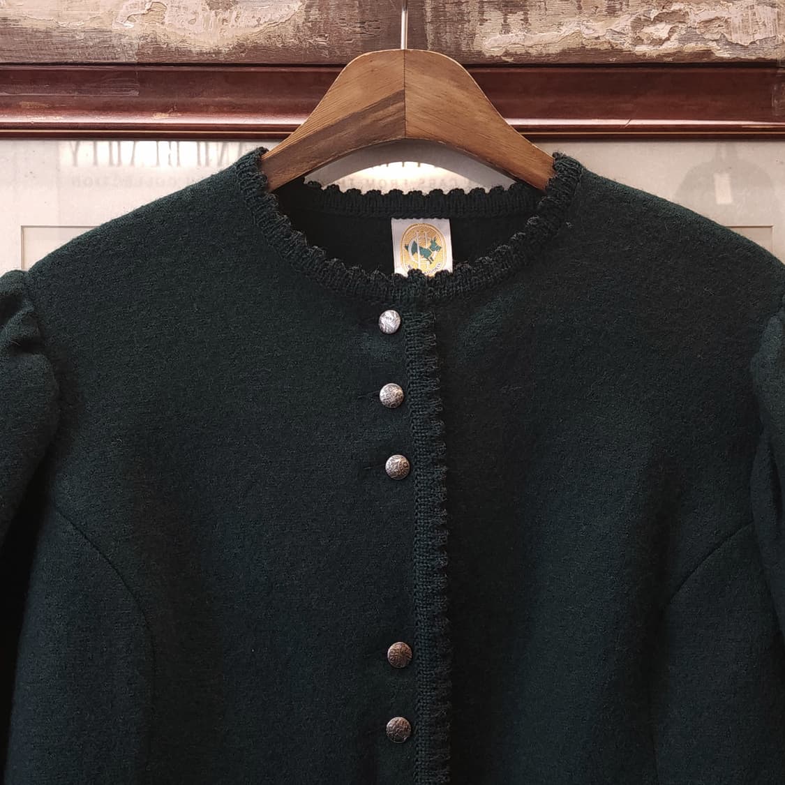 90s 울 트위드 자켓 프렌치 울 자켓 오스트리아 티롤자켓 빈티지 그린 상품이미지3