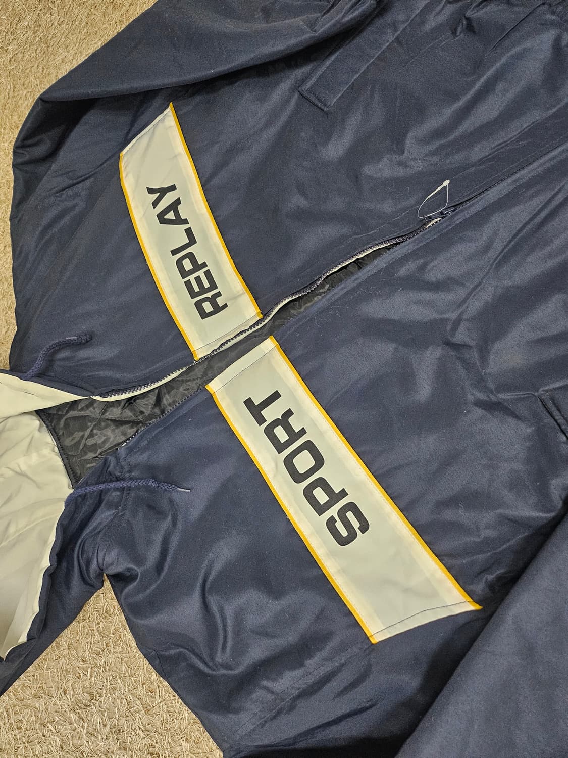 SPORTS REPLEY 90s 올드스쿨 백로고 누빔 안감 후드 집업 상품이미지3