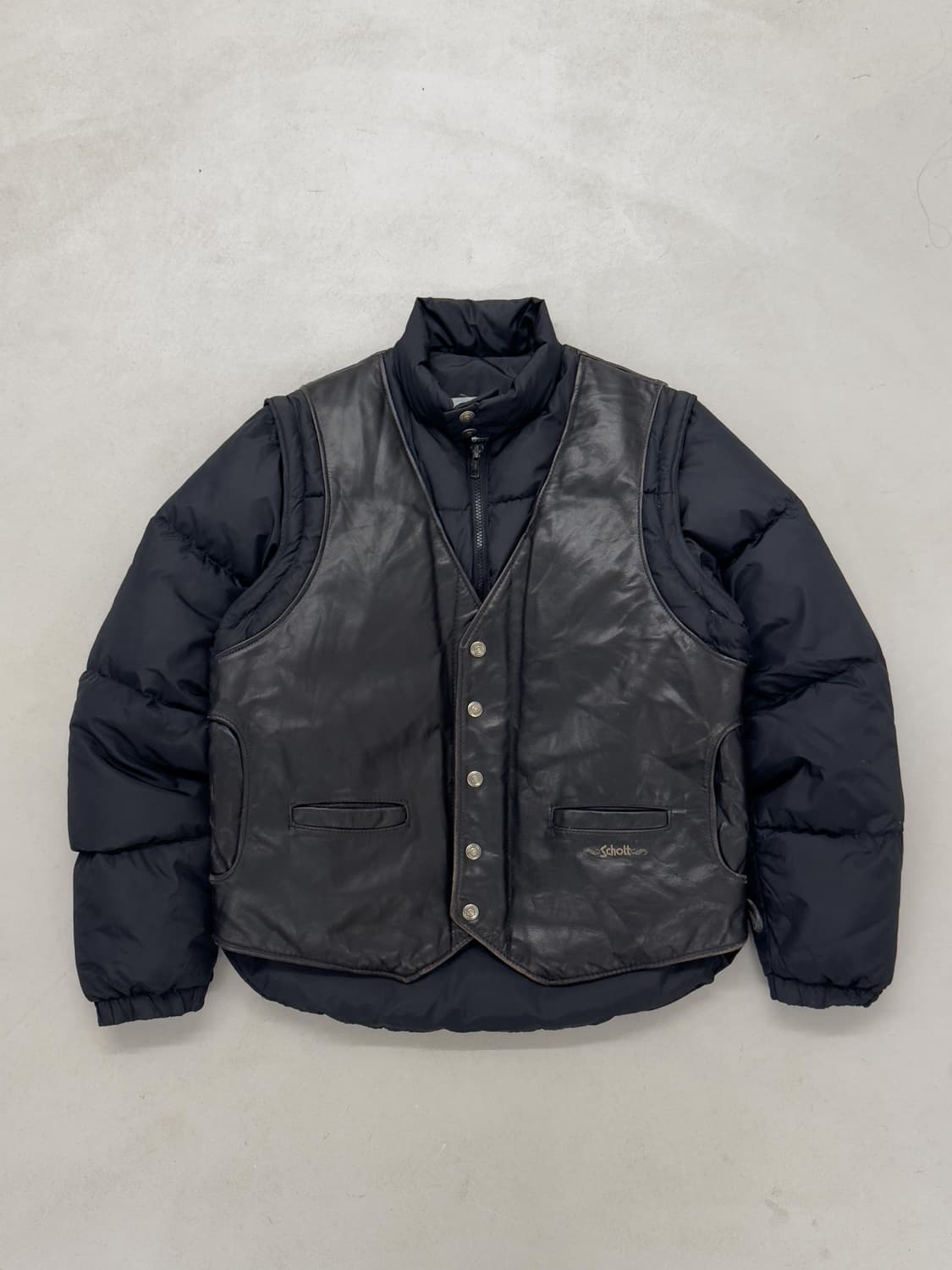 80s 쇼트 레더 다운 자켓 상품이미지3