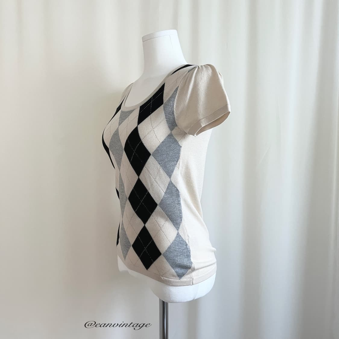 argyle pattern girlish top  상품이미지3