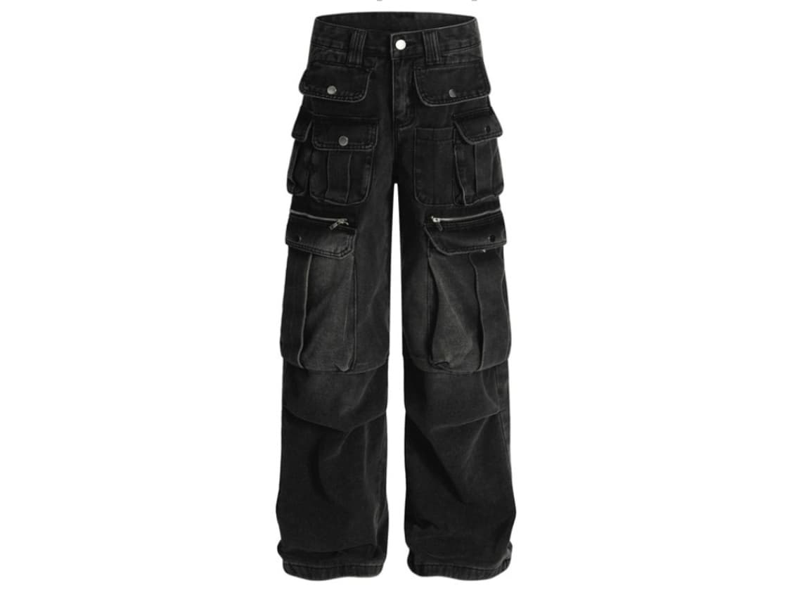 멀티 포켓 카고 와이드 데님 팬츠 상품이미지1