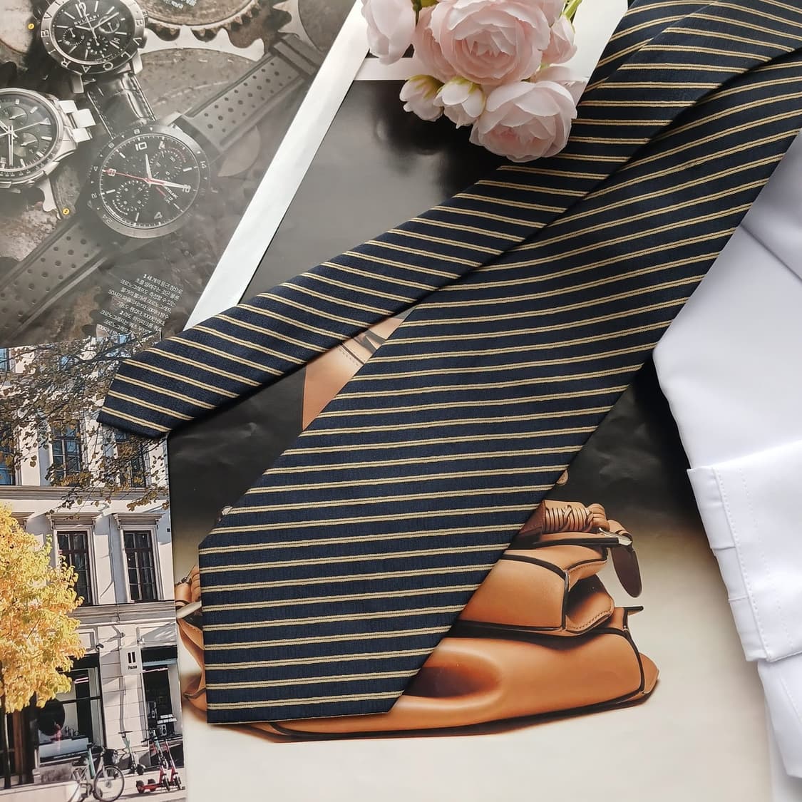 아쿠아스큐텀 실크 스트라이프 넥타이 9.3cm A+등급 A18611
 상품이미지3