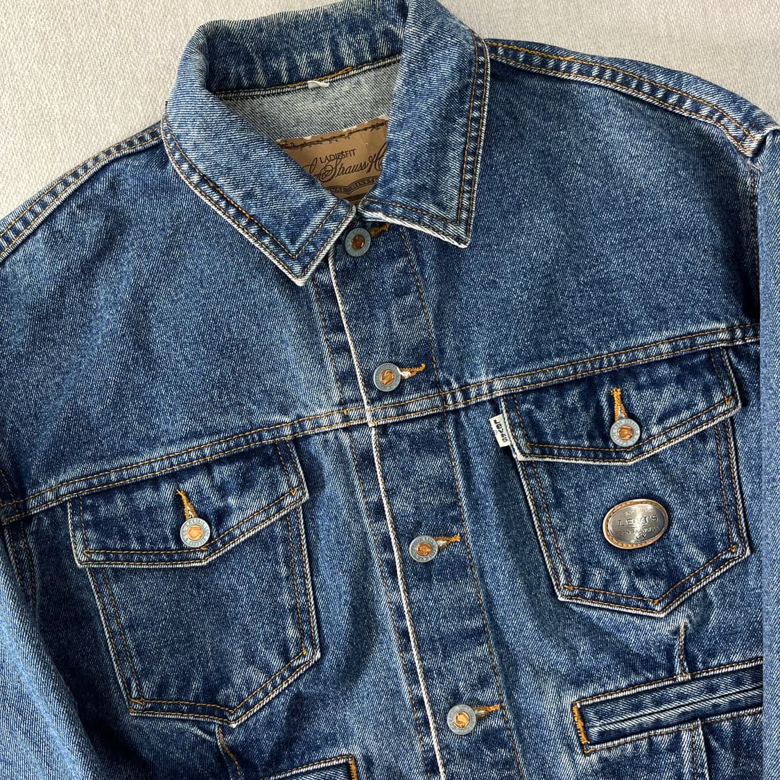 W 100 리바이스 90s 한주통상 크롭 데님 트러커 자켓 상품이미지2