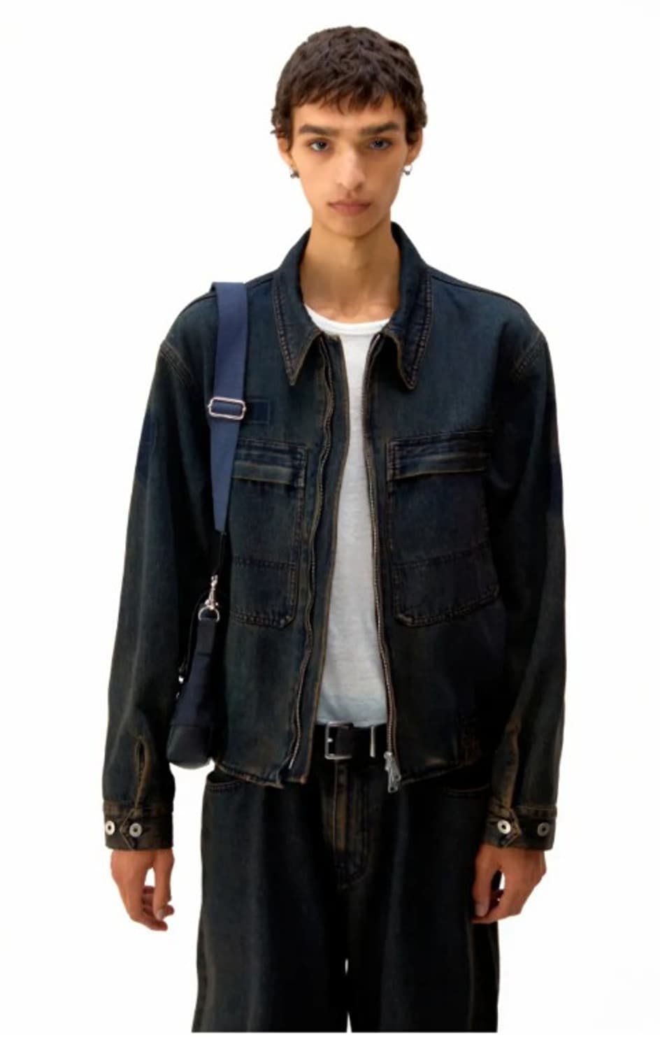 (새제품)쿠어 틴트 데님집업 자켓 인디고브라운 XL 상품이미지2