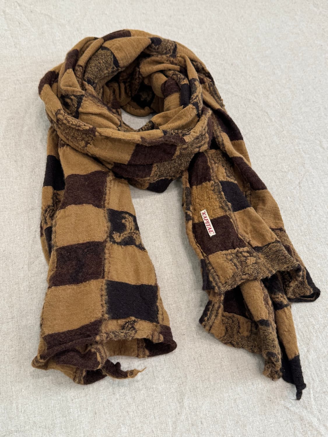 캐피탈 축융울 체커보드 브라운 머플러 상품이미지2