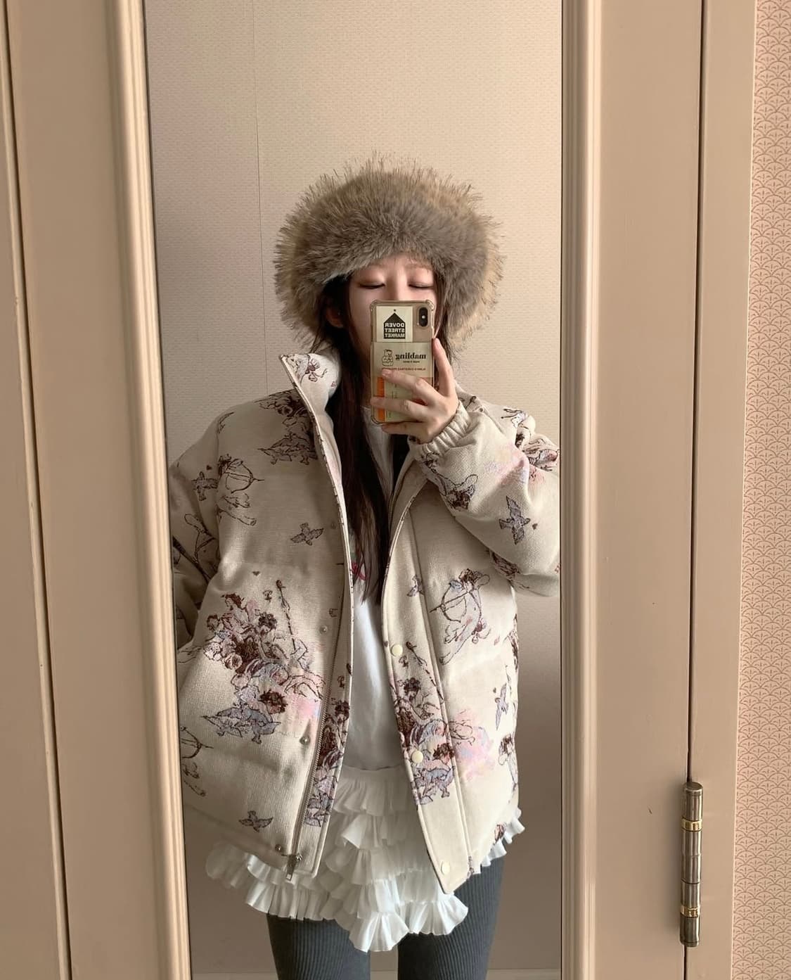 [새상품] 마블링 엔젤 자카드 패딩 푸퍼 상품이미지9