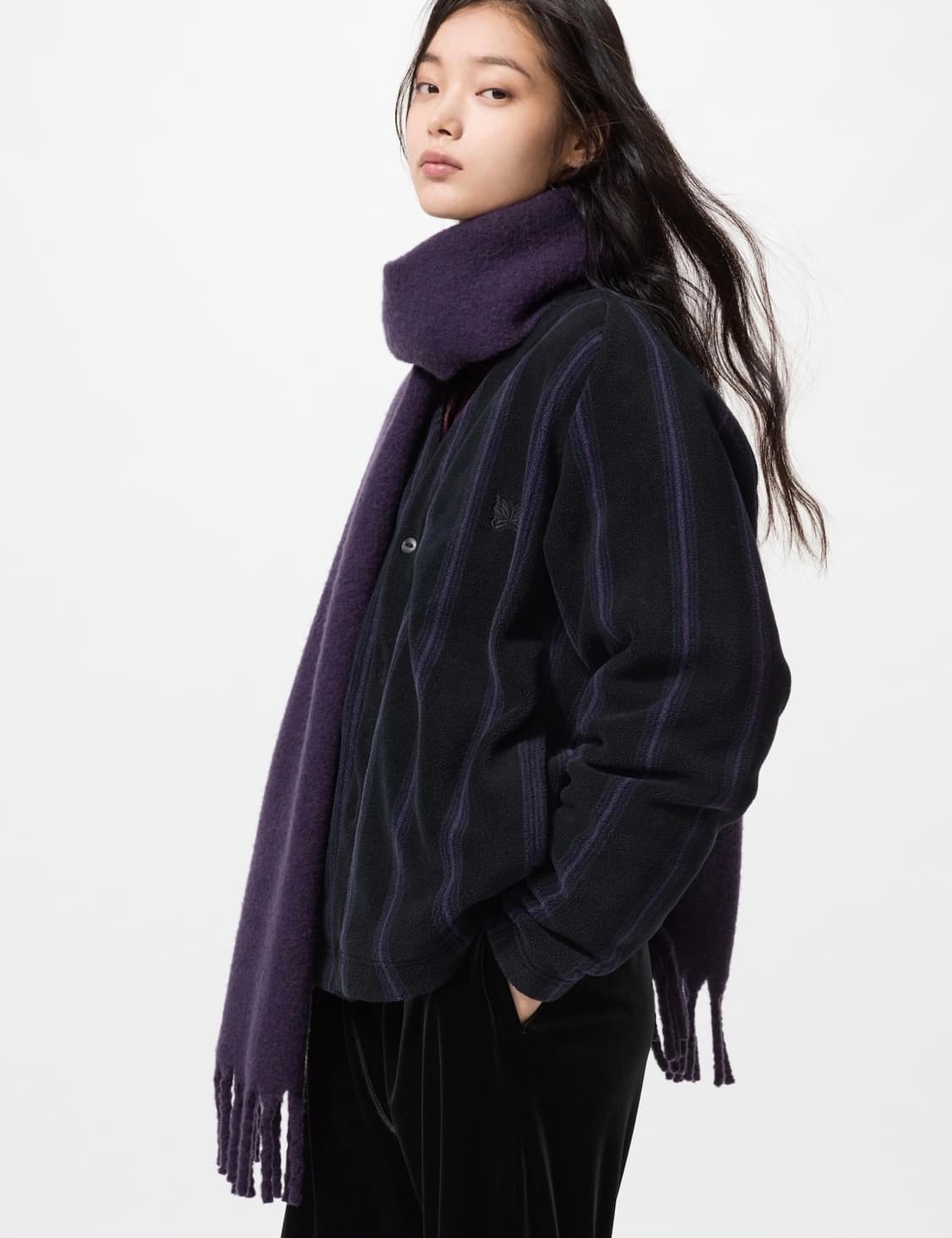 [S]니들스 유니클로 후리스 오버사이즈 스트라이프 가디건(프린트)S~M 상품이미지5