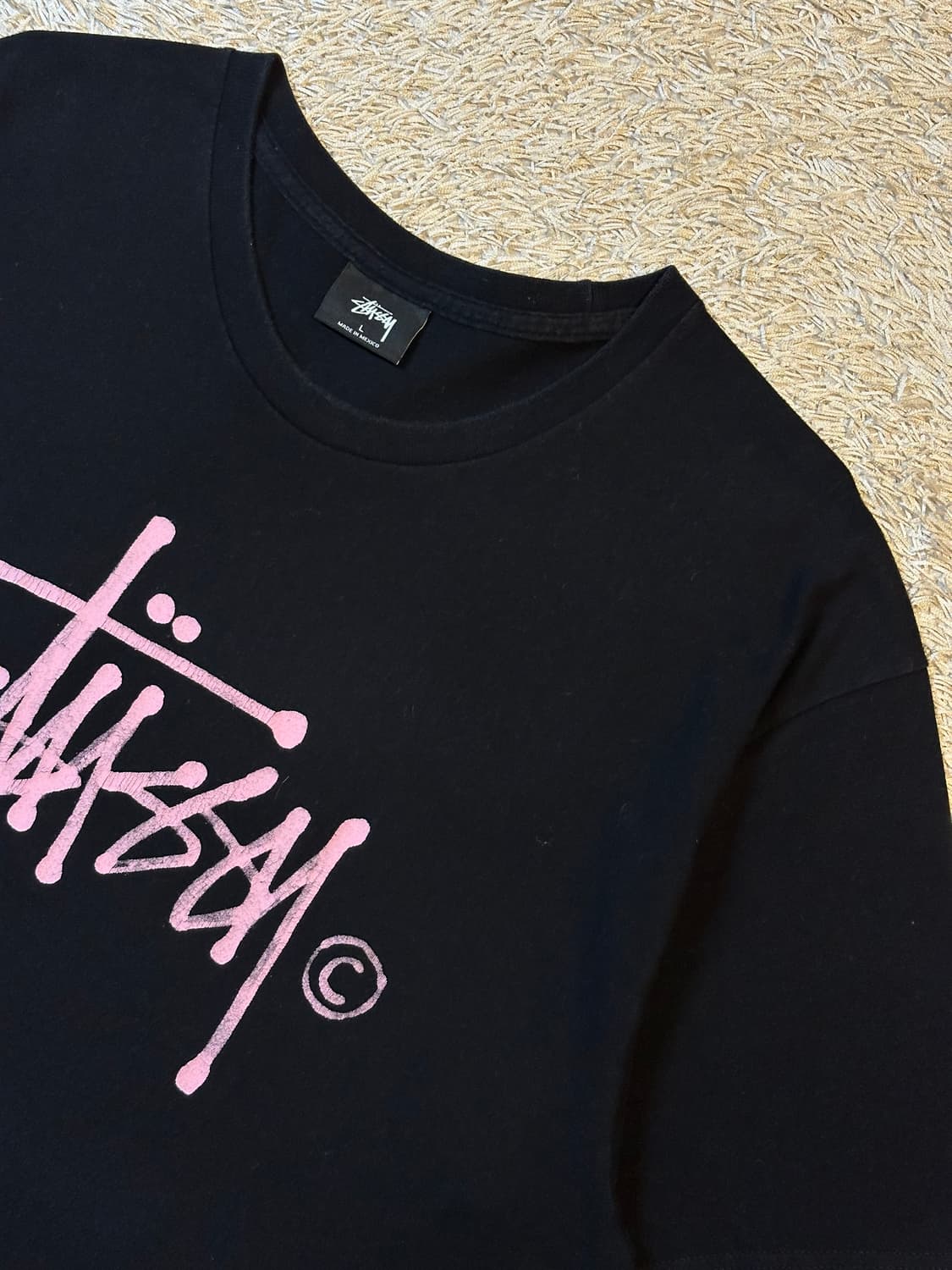희귀) 스투시 STUSSY 핑크 워터스톡 반팔 티셔츠 블랙 상품이미지1