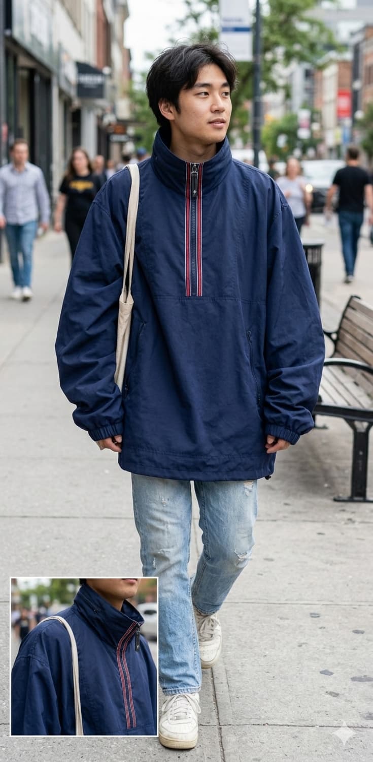 [XL] Lightning Bolt 빈티지 아노락 하프집업 (네이비) 상품이미지2