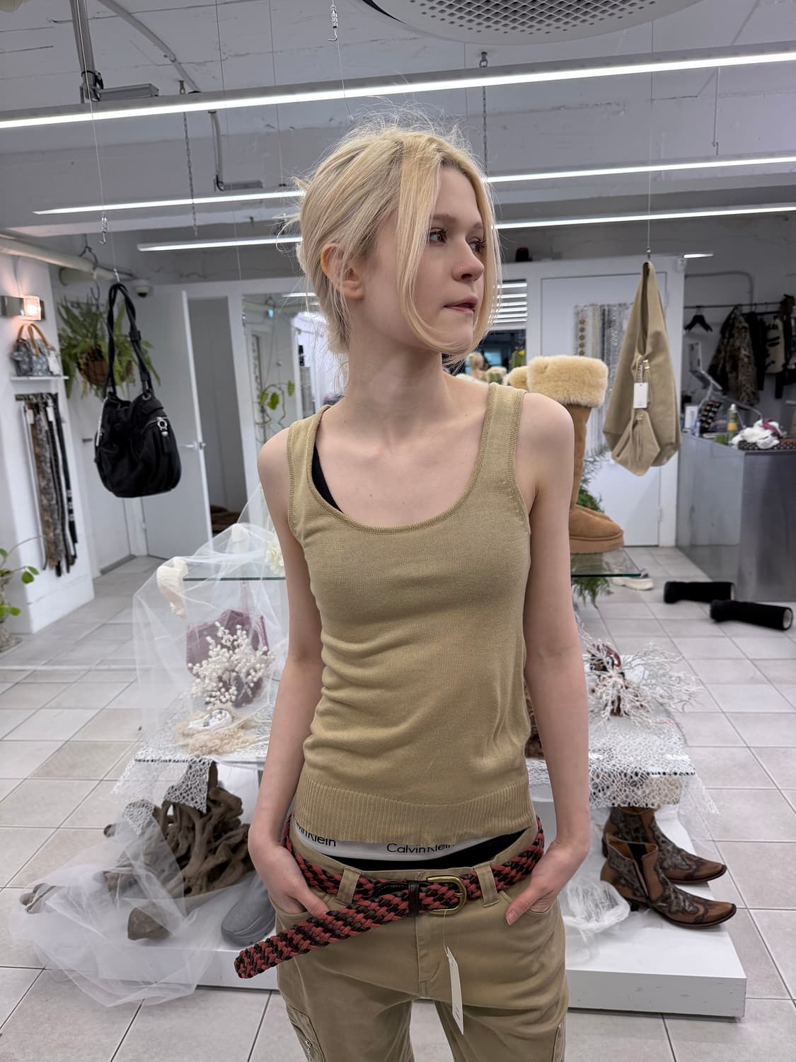 gold stitch knit vest 상품이미지1