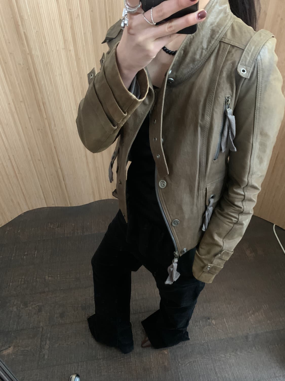 (빈티지) 브라운 램스킨 레더 자켓 상품이미지4