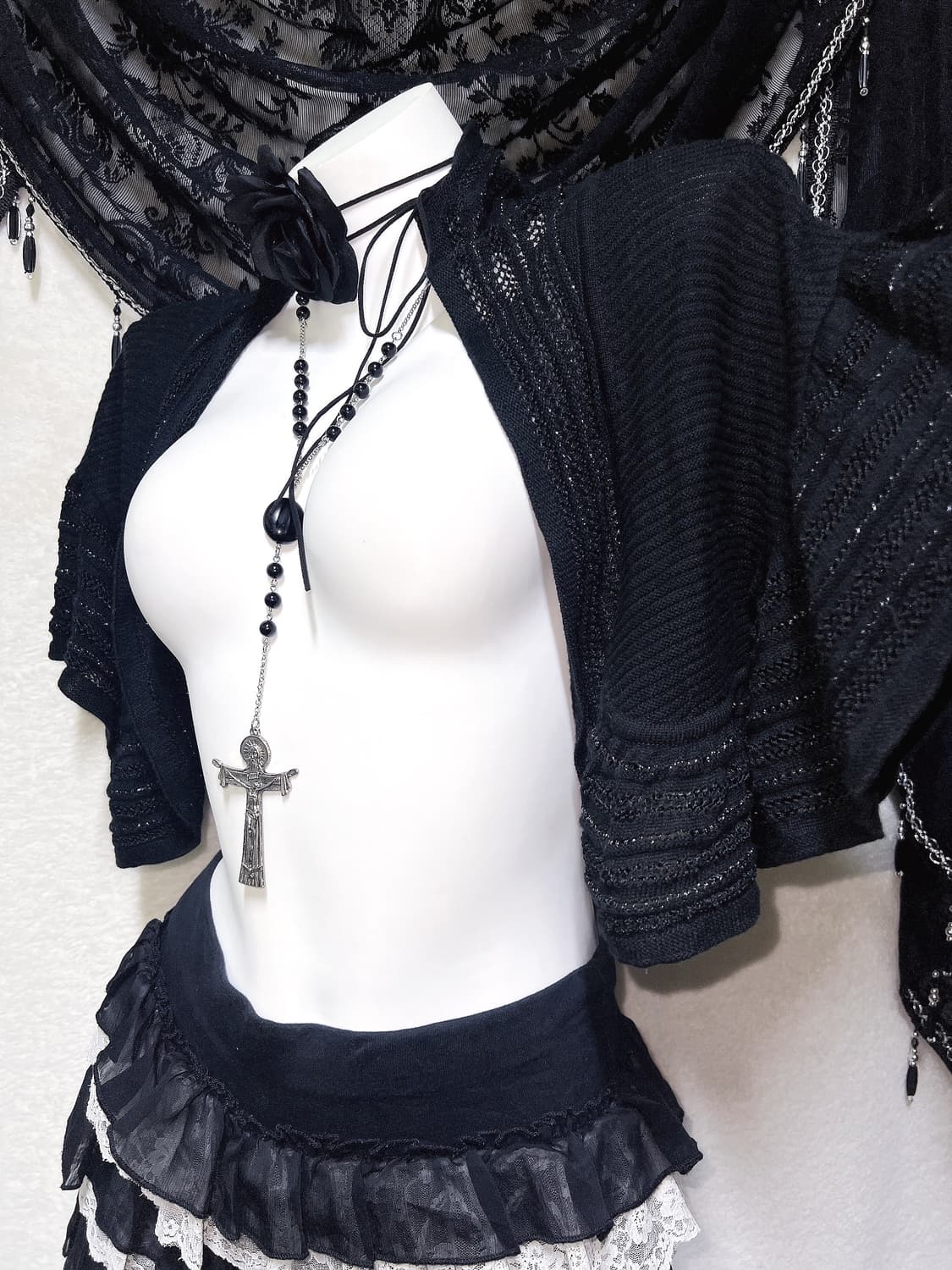 로맨틱고딕 고스 니트 프릴러플 숄 볼레로 가디건 다크페어리 그런지 핀터 상품이미지6