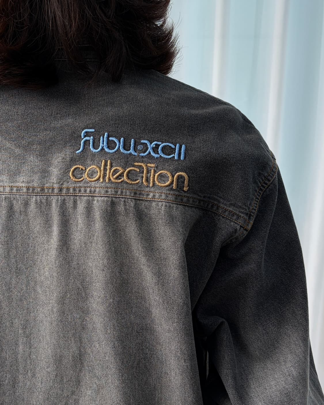 [L-XL]FUBU 후부 올드스쿨 흑청 데님 셔츠 상품이미지3